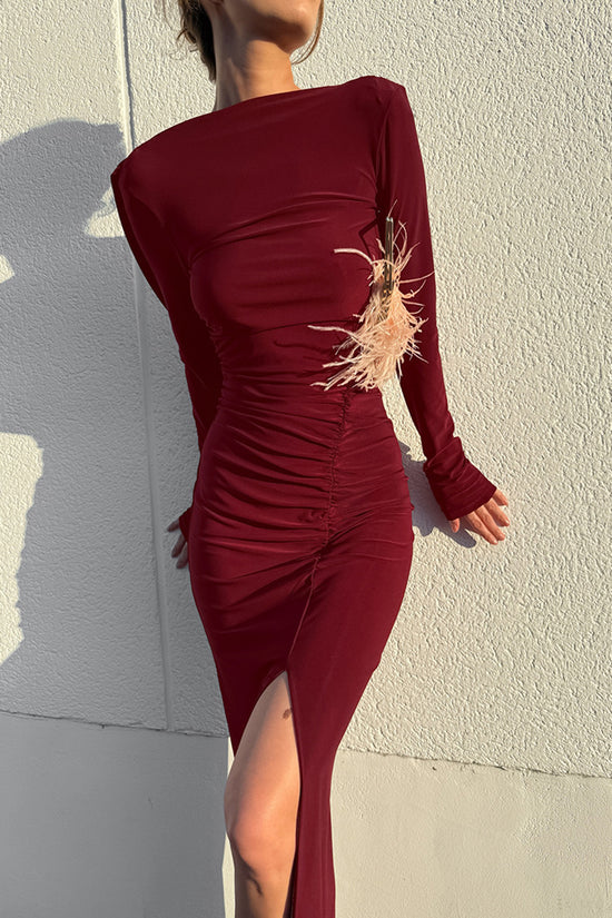 Elegant Ruched Long Sleeve Dress