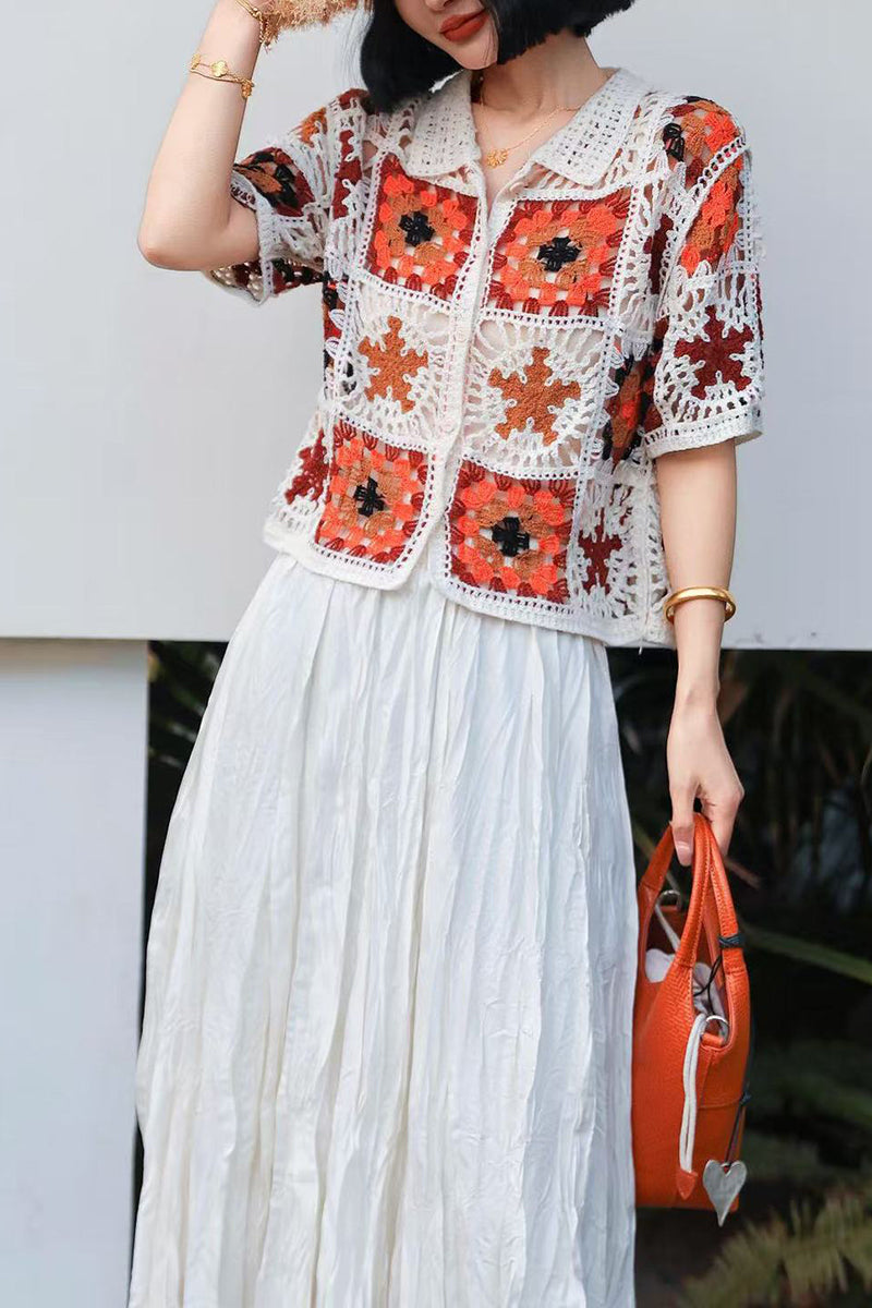 Crochet Floral Patchwork Cardigan