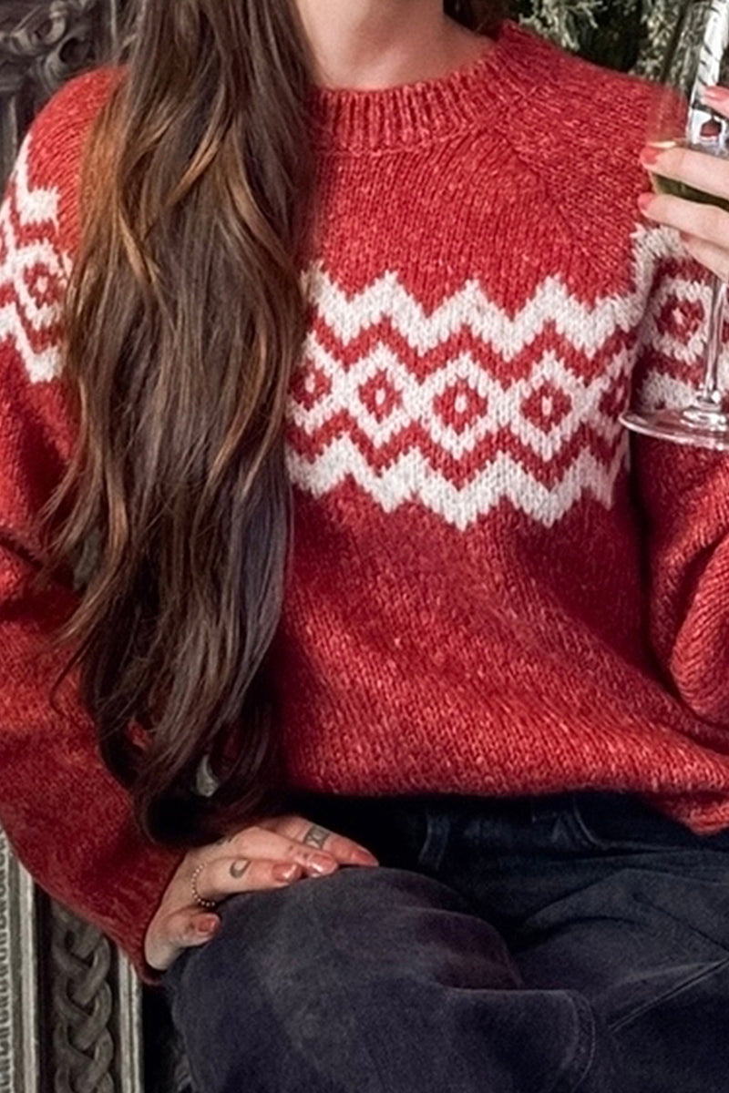 Festive Patterned Knit Sweater