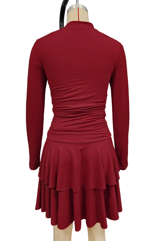 Long Sleeve Tiered Bodycon Dress