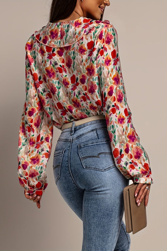 Floral Ruffle Long Sleeve Blouse