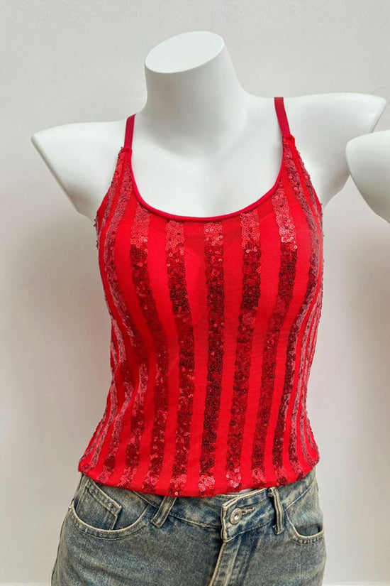 Striped Sequin Tank Top