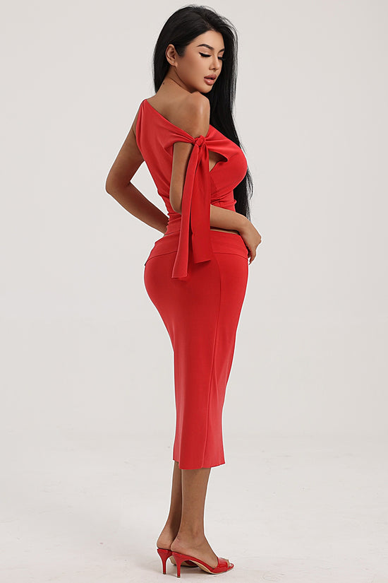 One Shoulder Cutout Two Piece Set