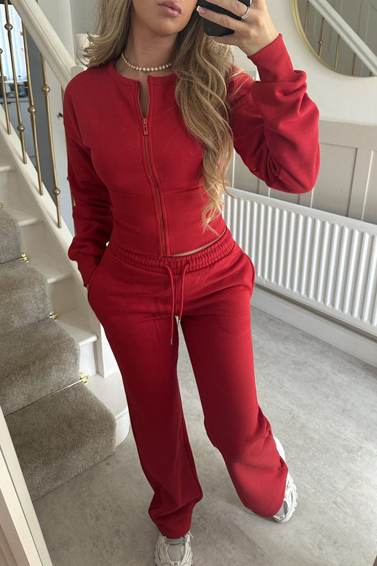Zip-Up Cropped Hoodie and Jogger Set