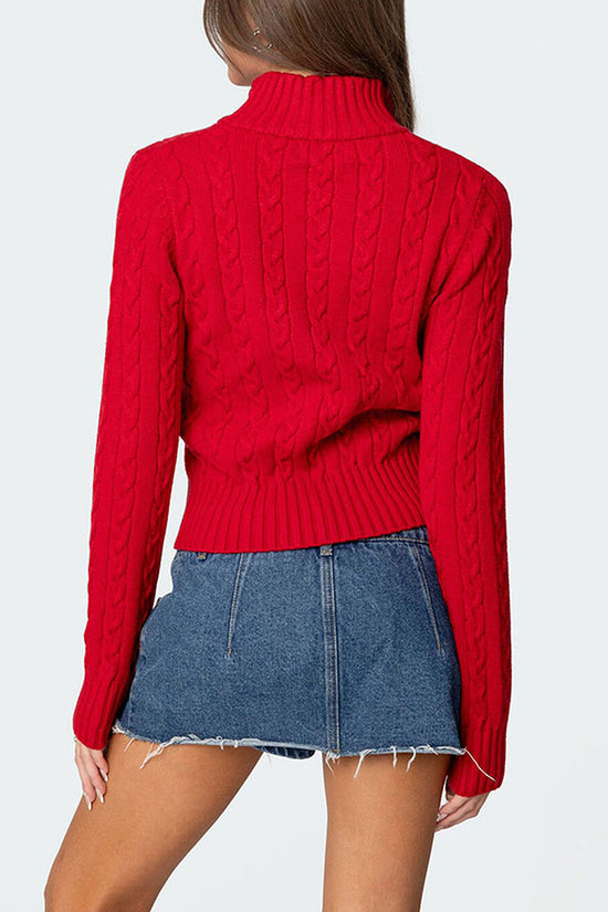Cable Knit Zip-Up Cardigan