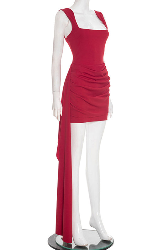 Elegant Sleeveless Ruched Mini Dress