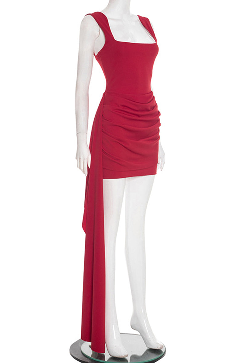 Elegant Sleeveless Ruched Mini Dress