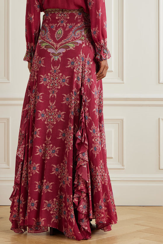 Floral Print Long Sleeve Maxi Skirt Set
