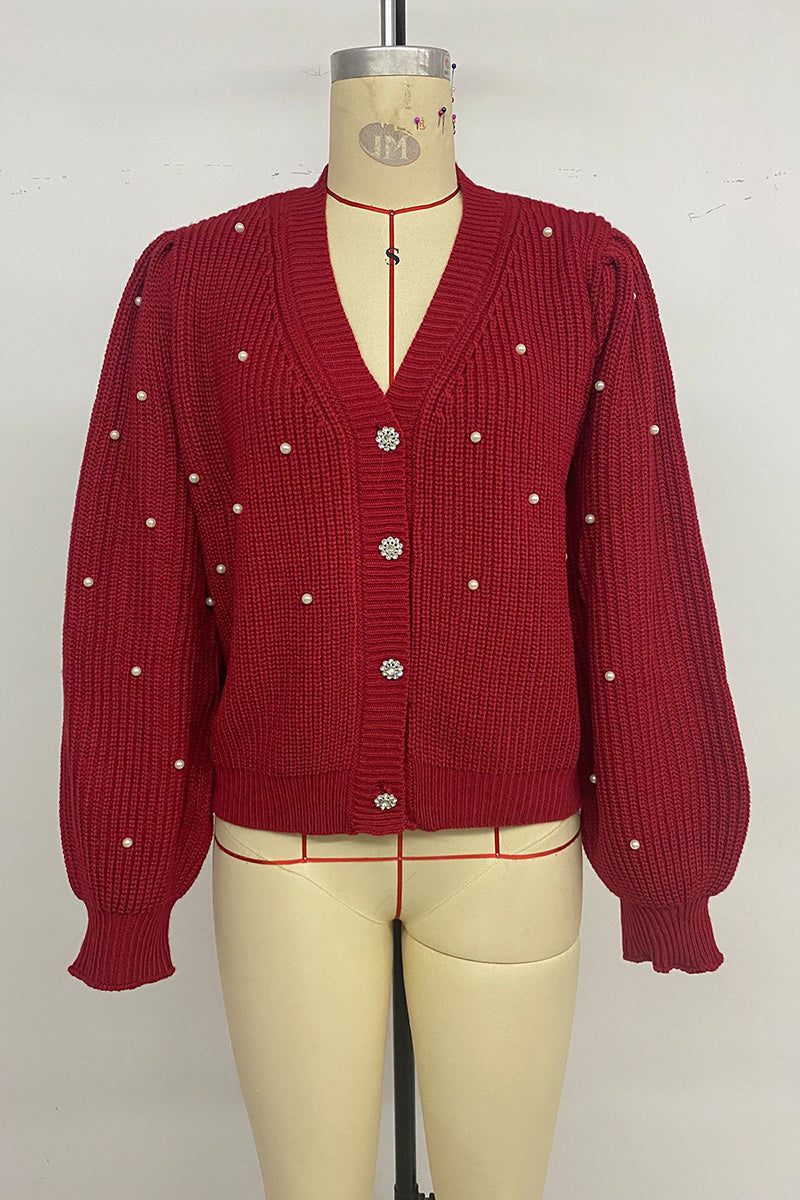 Pearl-Adorned Winter Cardigan