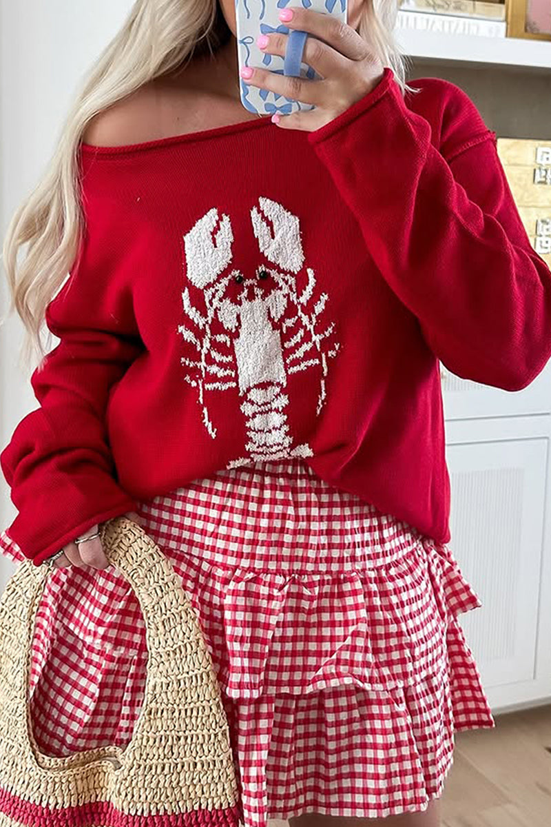 Off-Shoulder Lobster Sweater
