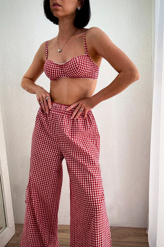 Checkered Three-Piece Loungewear Set
