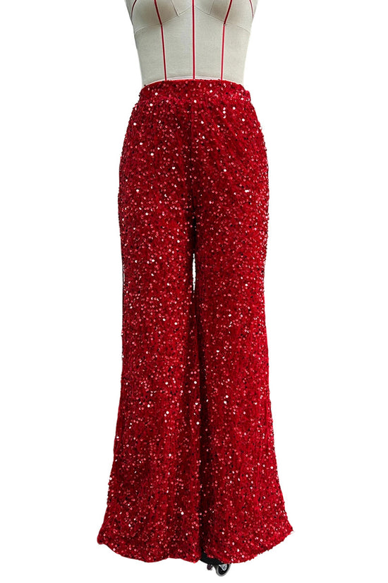 Glittering Wide-Leg Party Pants