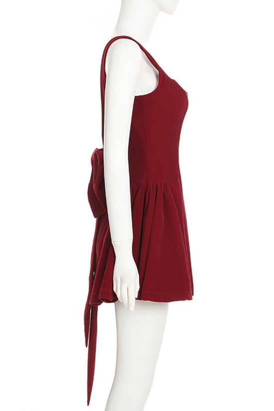 Square Neck Bowknot Casual Dress