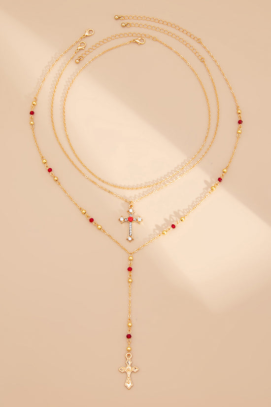 Layered Cross Pendant Necklace