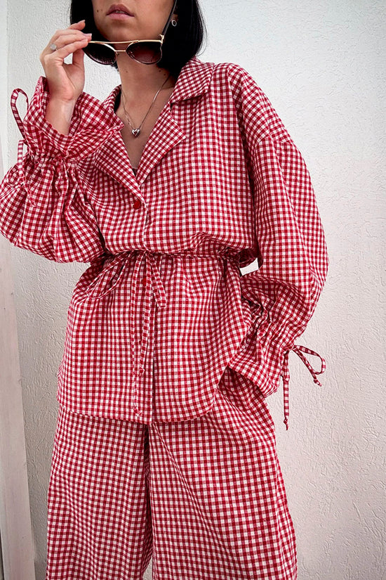 Checkered Three-Piece Loungewear Set