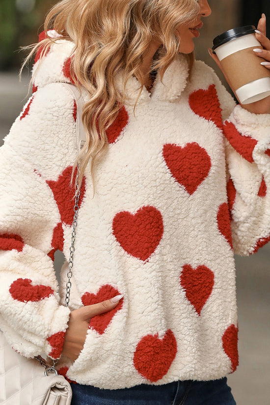 Heart Pattern Hooded Sweatshirt