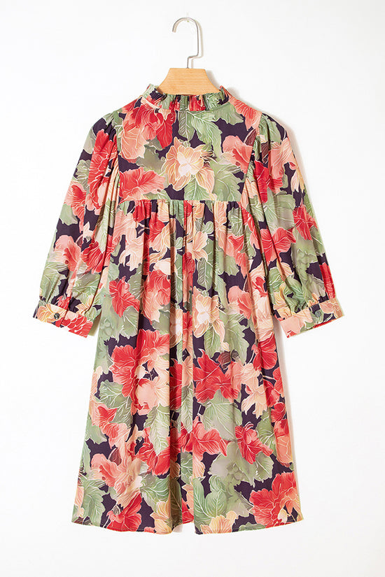 Floral Print V-Neck Casual Dress