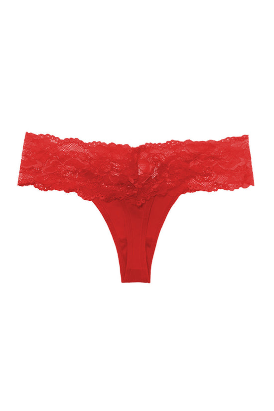 Elegant Lace Trim Thong