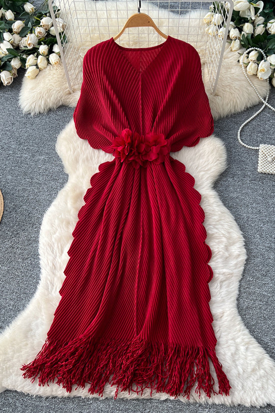 Floral Embellished Fringe Casual Dress