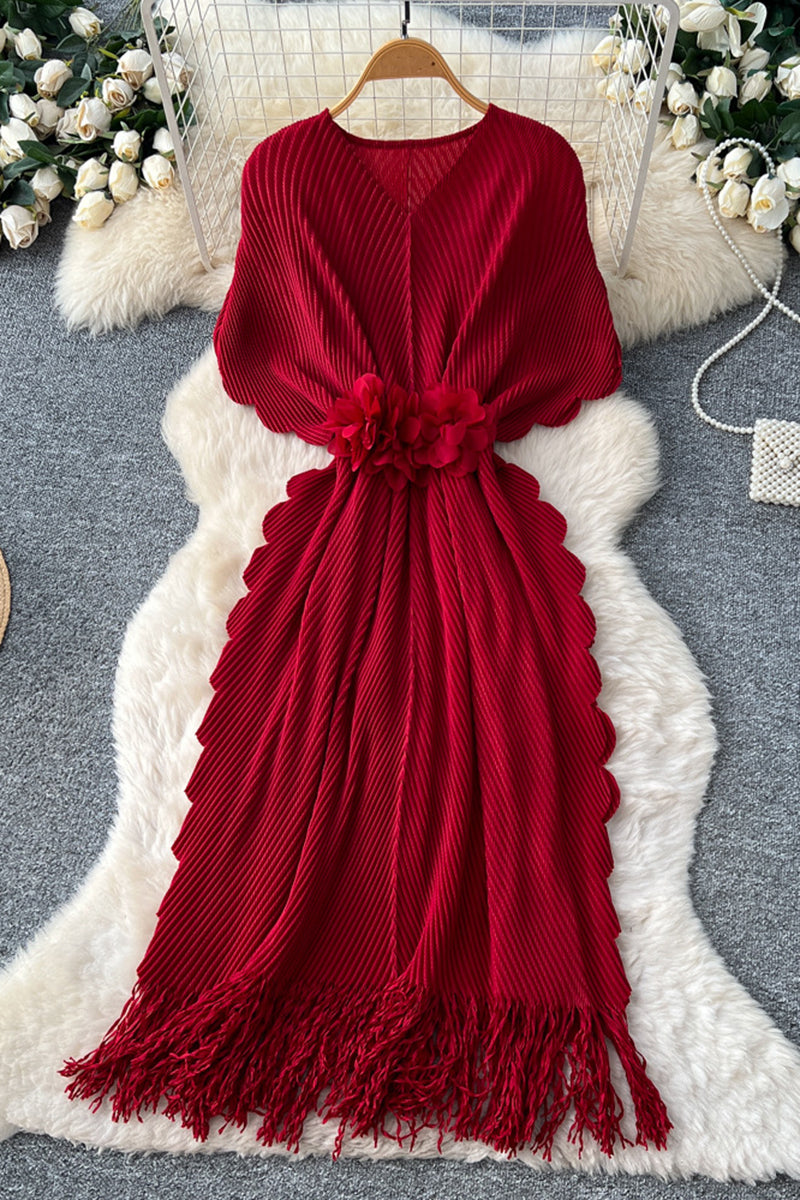 Floral Embellished Fringe Casual Dress