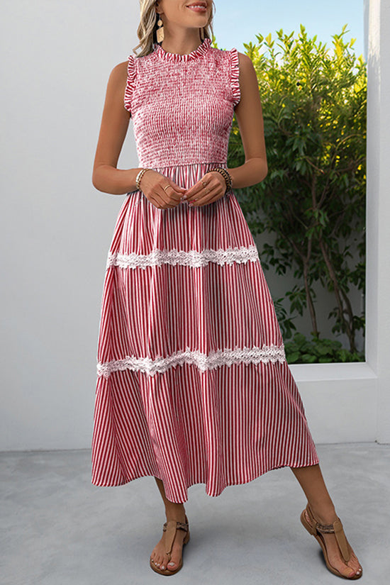 Sleeveless Striped Casual Midi Dress