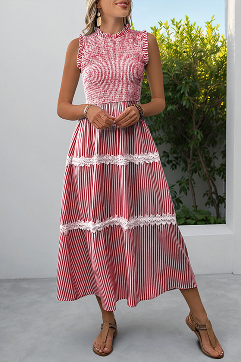Sleeveless Striped Casual Midi Dress