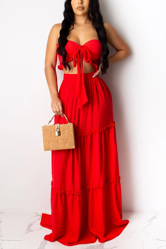 Elegant Bow Tie Skirt Set