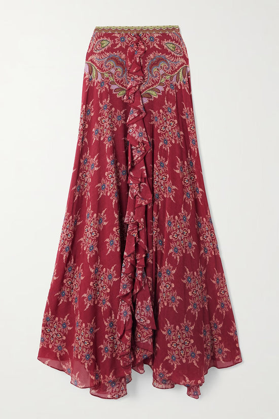 Floral Print Long Sleeve Maxi Skirt Set