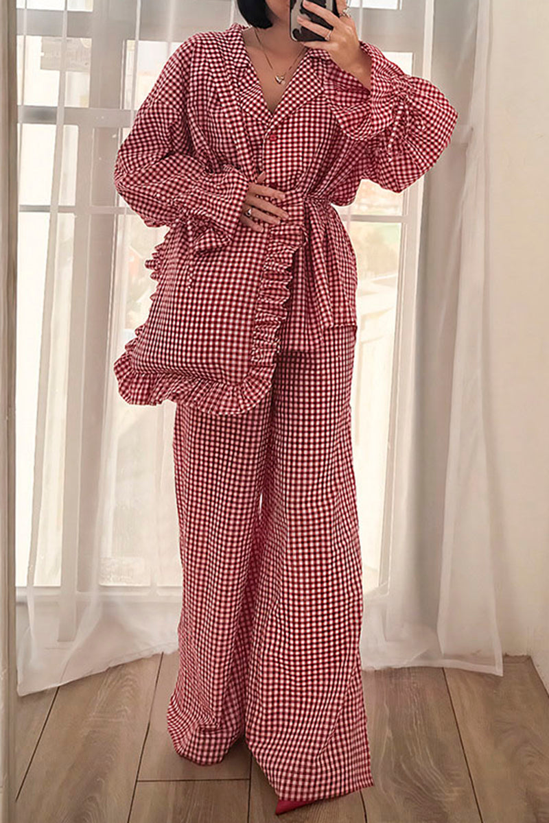 Checkered Three-Piece Loungewear Set