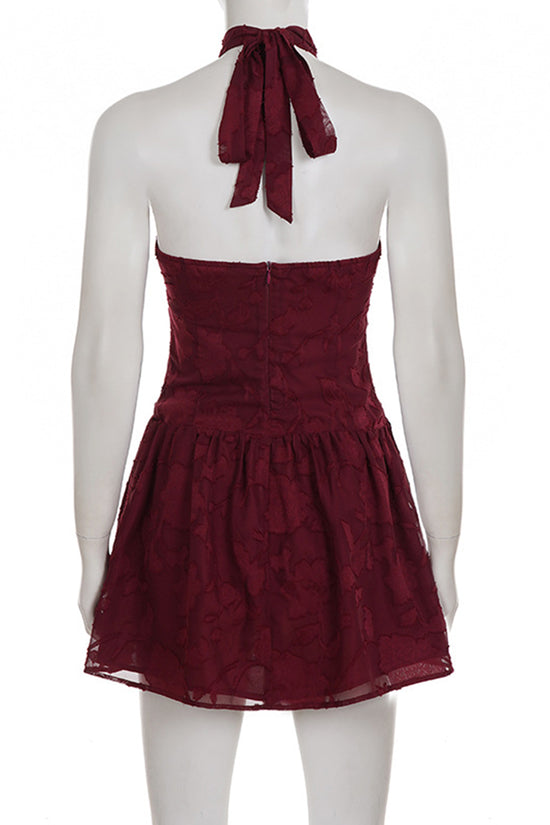 Halter Neck Floral Floral Casual Dress