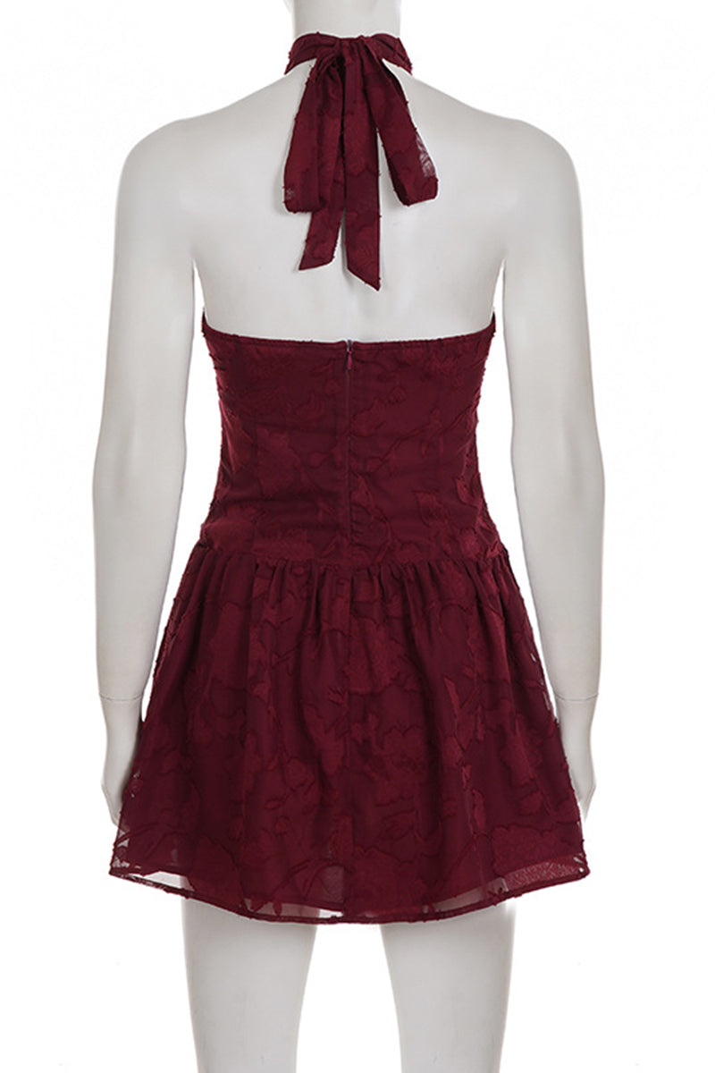Halter Neck Floral Floral Casual Dress