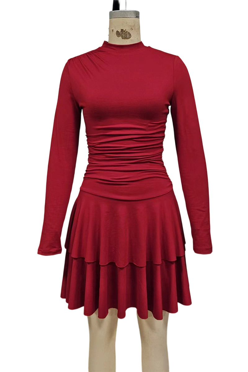 Long Sleeve Tiered Bodycon Dress