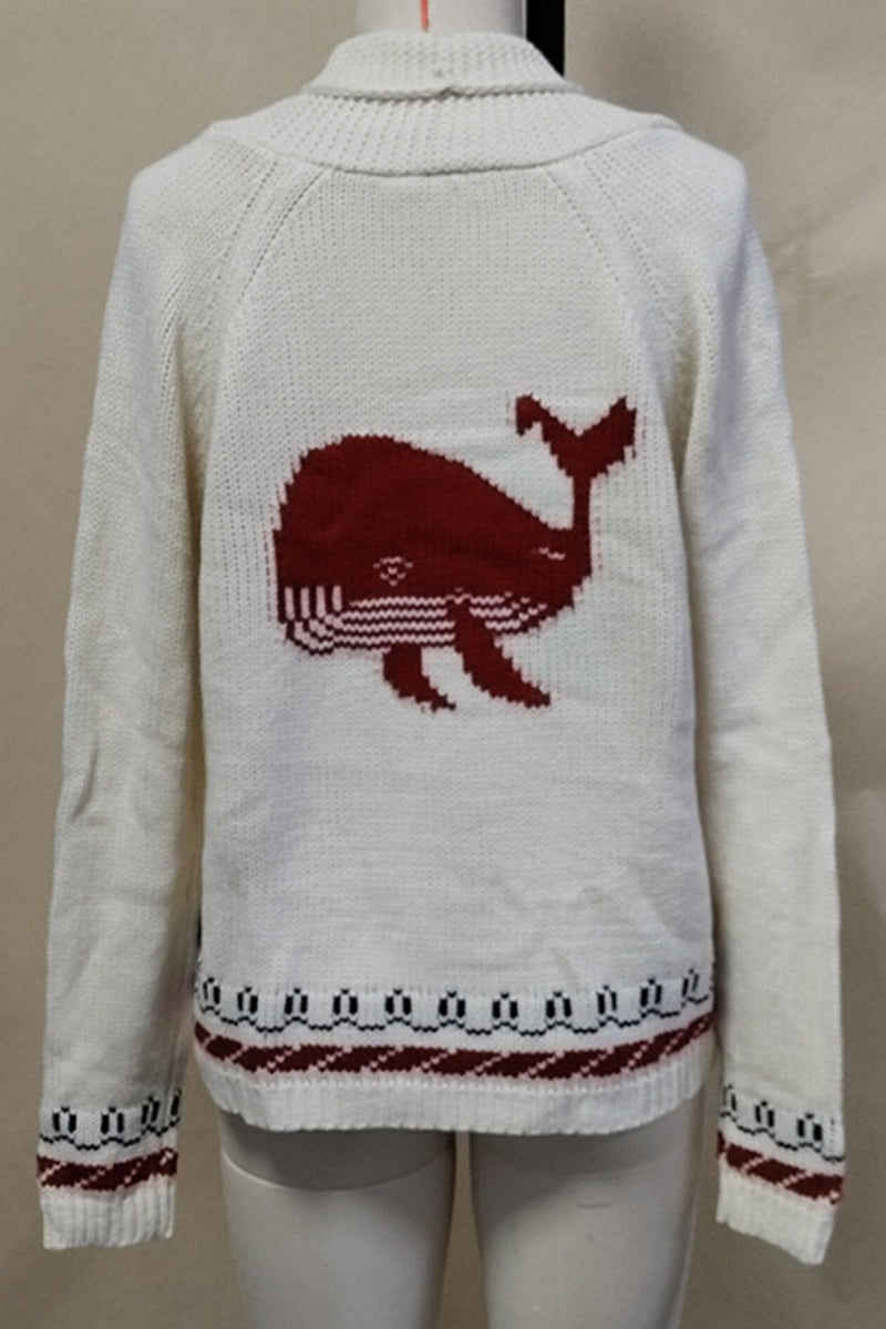 Whale Button-Front Cardigan