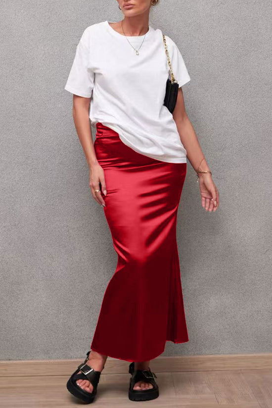 Mermaid-Style High-Waist Midi Skirt