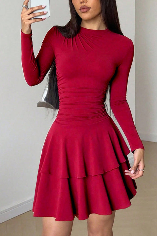 Long Sleeve Tiered Bodycon Dress