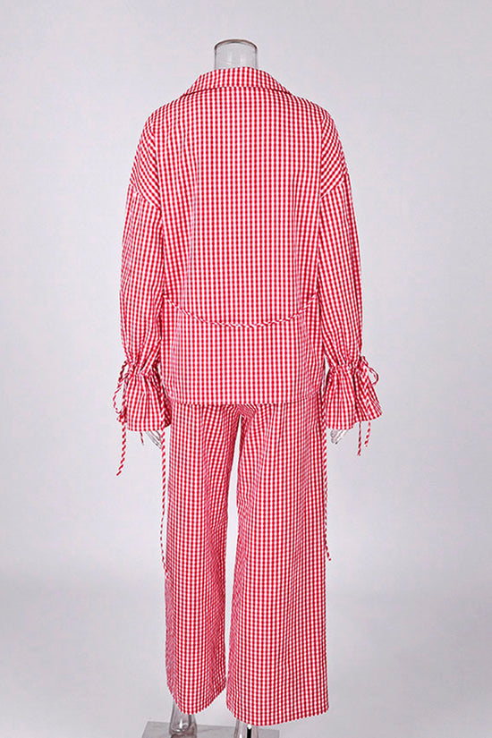 Checkered Three-Piece Loungewear Set