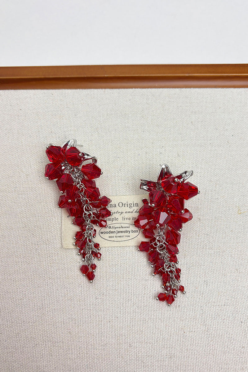 Crystal Leaf Drop Earrings