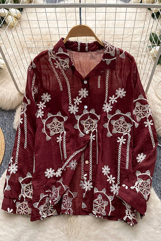 Floral Detail Long Sleeve Blouse