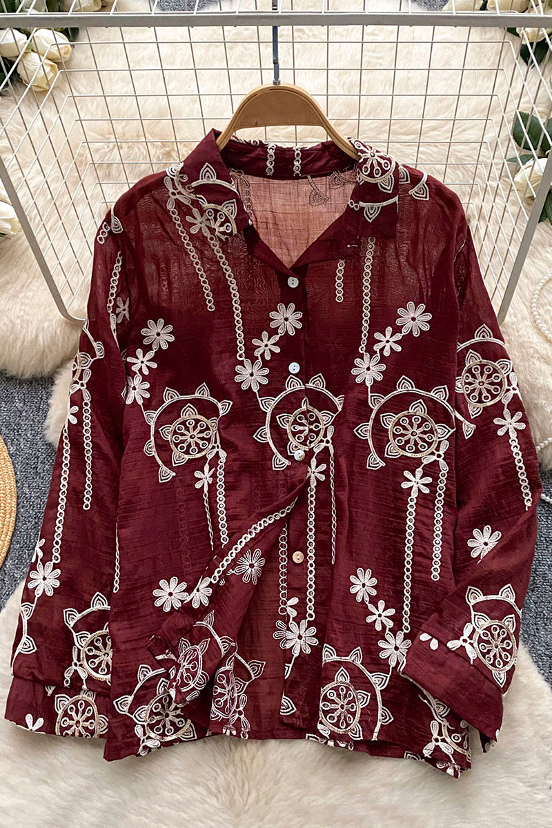 Floral Detail Long Sleeve Blouse