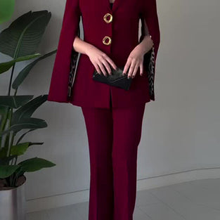 Elegant Buttoned Blazer and Pants Set