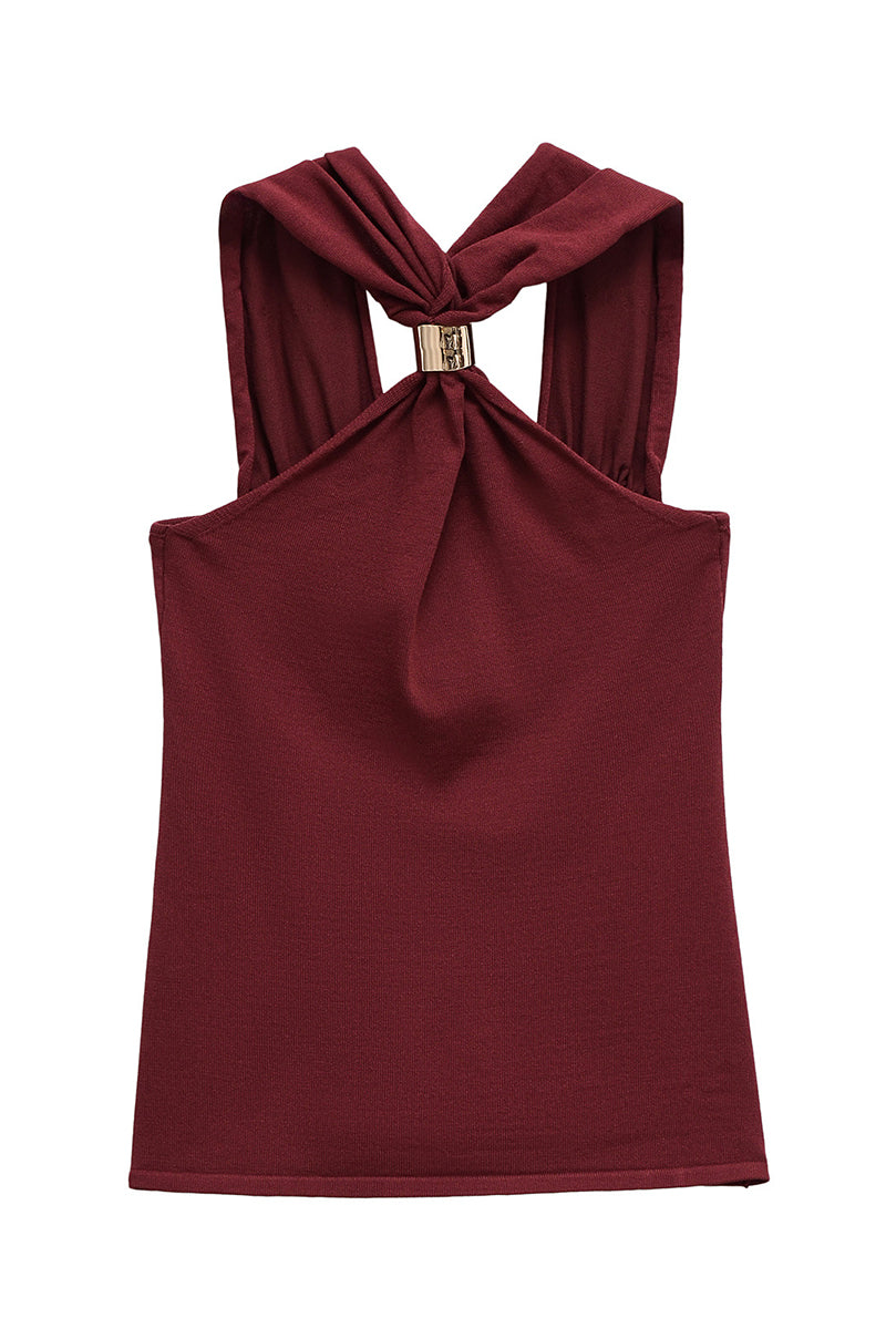 Twist Neck Sleeveless Tank Top