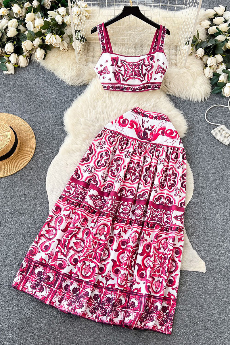 Elegant Patterned Skirt Set