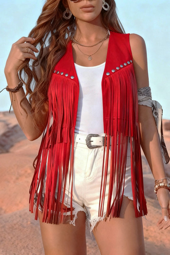 Fringe Sleeveless Vest with Studs