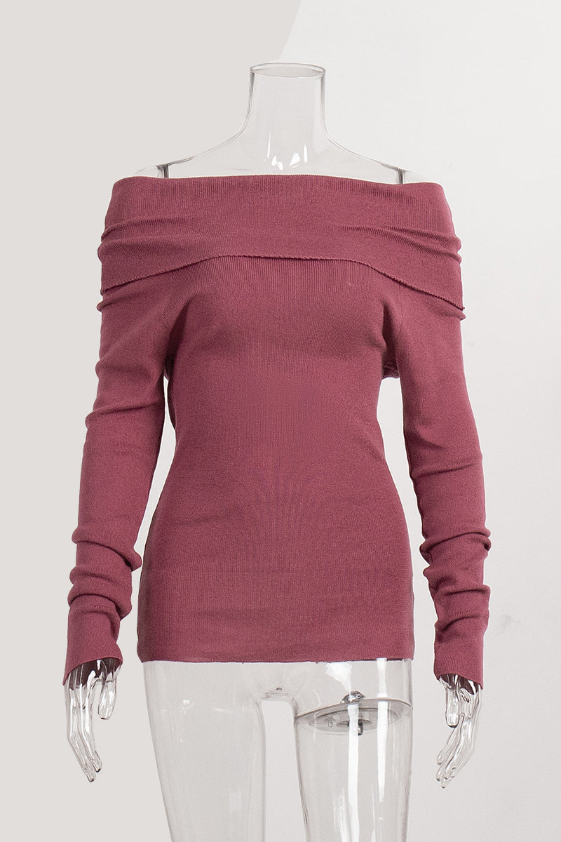 Off-Shoulder Elegant Knit Sweater