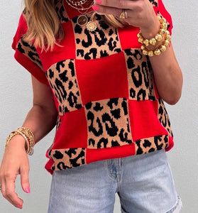 Bold Pattern Knit Sweater Vest