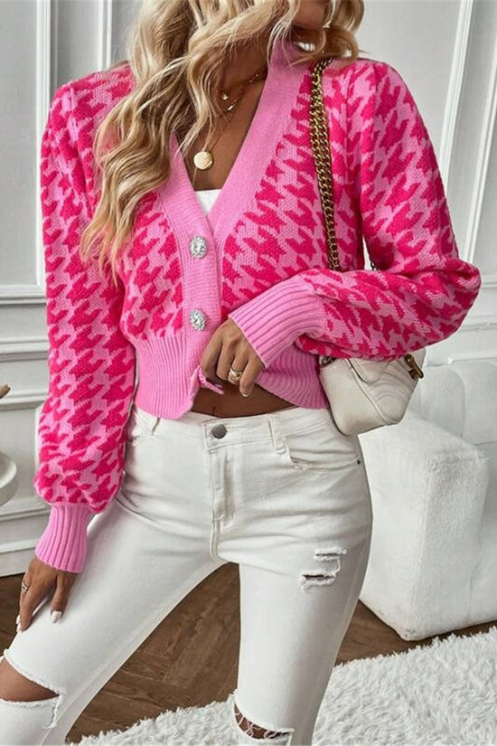 Patterned Button-Up Cardigan