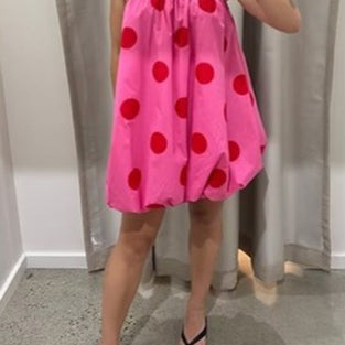 Polka Dot Strapless Casual Dress