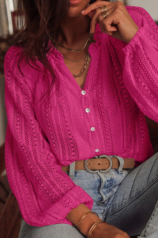 Textured Button-Up Blouse