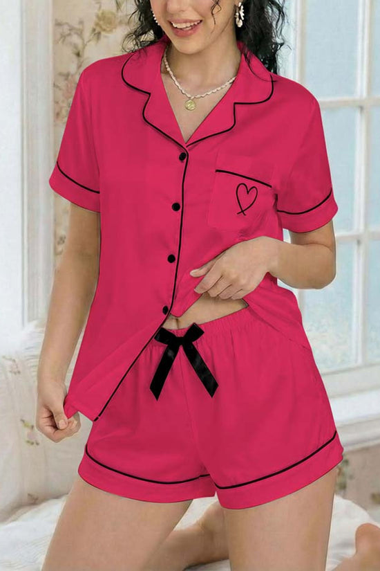 Heart Accent Short Sleeve Pajama Set