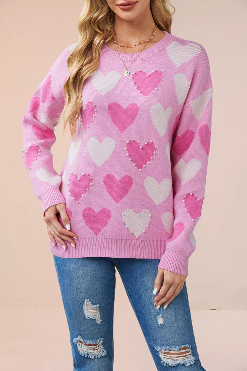 Heart-Emblazoned Relaxed Fit Sweater